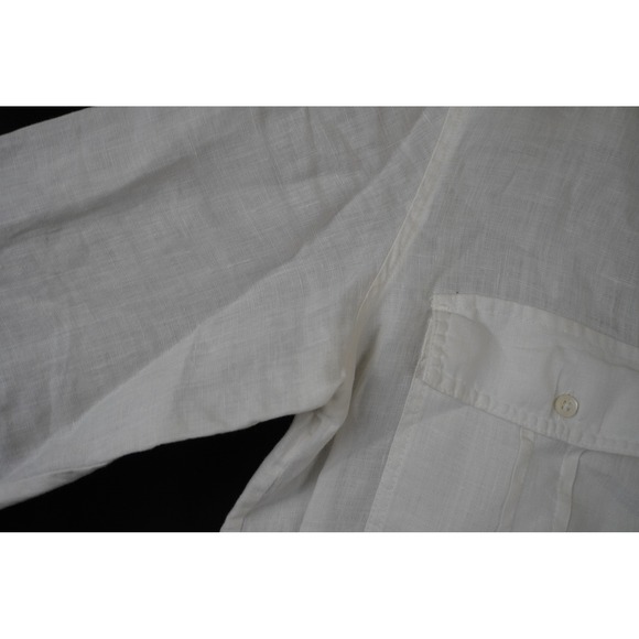 James Perse Standard White 100% Linen Roll Tab Sleeve Button Up  Shirt XL - Picture 4 of 11